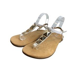 Vionic Leather T-Strap Sandals White 10M
